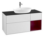 Тумба під раковину Villeroy & Boch Finion 120х50,1 см із підсвічуванням МДФ білий матовий лак/скло чорне матове G832HBMT