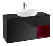 Тумба под раковину Villeroy & Boch Finion 120х50,1 см с подсветкой МДФ черный матовый лак/стекло черное матовое G832HBPD