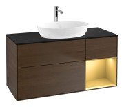 	Тумба под раковину Villeroy & Boch Finion 120х50,1 см с подсветкой МДФ шпон грецкого ореха/стекло черное матовое G832HFGN