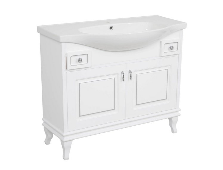 Тумба підлогова Аквародос Беатріче 100 см з раковиною Lila ДСП/МДФ білий патина хром АР000074318