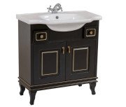 Тумба напольная Аквародос Беатриче 80 см с раковиной New Classic ДСП/МДФ черный патина золото АР000042844