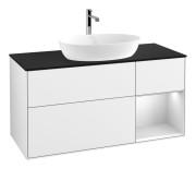 Тумба под раковину Villeroy & Boch Finion 120х50,1 см с подсветкой МДФ глянцевый белый лак/стекло черное матовое G832MTGF