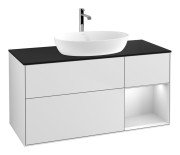 Тумба под раковину Villeroy & Boch Finion 120х50,1 см с подсветкой МДФ белый матовый лак/стекло черное матовое G832MTMT