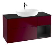 Тумба под раковину Villeroy & Boch Finion 120х50,1 см с подсветкой МДФ пион матовый лак/стекло черное матовое G832PDHB