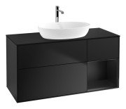 Тумба під раковину Villeroy & Boch Finion 120х50,1 см із підсвічуванням МДФ чорний матовий лак/скло чорне матове G832PDPD
