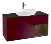 Тумба під раковину Villeroy & Boch Finion 120х50,1 см із підсвічуванням МДФ півонія матовий лак/скло чорне матове G832GNHB