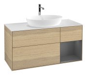 Тумба під раковину Villeroy & Boch Finion 120х50,1 см із підсвічуванням МДФ шпон дуба/скло біле матове G831GKPC