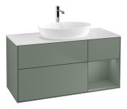 Тумба під раковину Villeroy & Boch Finion 120х50,1 см із підсвічуванням МДФ оливковий матовий лак/скло біле матове G831GMGM