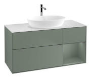 Тумба под раковину Villeroy & Boch Finion 120х50,1 см с подсветкой МДФ оливковый матовый лак/стекло белое матовое G831GMGM