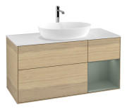 Тумба под раковину Villeroy & Boch Finion 120х50,1 см с подсветкой МДФ шпон дуба/стекло белое матовое G831GMPC