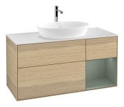 Тумба під раковину Villeroy & Boch Finion 120х50,1 см із підсвічуванням МДФ шпон дуба/скло біле матове G831GMPC