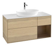 Тумба под раковину Villeroy & Boch Finion 120х50,1 см с подсветкой МДФ шпон дуба/стекло белое матовое G831GNPC