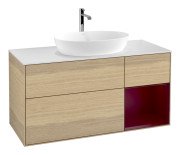 Тумба под раковину Villeroy & Boch Finion 120х50,1 см с подсветкой МДФ шпон дуба/стекло белое матовое G831HBPC