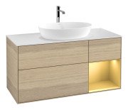 Тумба під раковину Villeroy & Boch Finion 120х50,1 см із підсвічуванням МДФ шпон дуба/скло біле матове G831HFPC