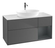 Тумба під раковину Villeroy & Boch Finion 120х50,1 см із підсвічуванням МДФ антрацит матовий лак/скло біле матове G831HGGK