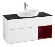 Тумба под раковину Villeroy & Boch Finion 120х50,1 см с подсветкой МДФ глянцевый белый лак/стекло черное матовое G832HBGF