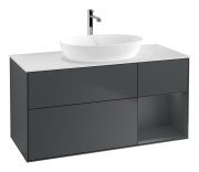 Тумба под раковину Villeroy & Boch Finion 120х50,1 см с подсветкой МДФ темно-синий матовый лак/стекло белое матовое G831HGHG