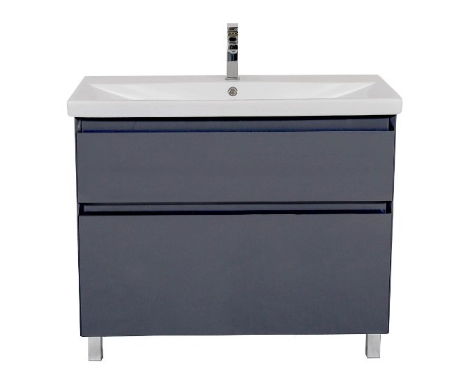 Тумба для підлоги Аквародос Еліт 100 см з раковиною Elite ДСП/МДФ графіт глянець АР000049080