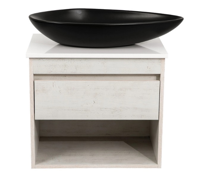 Тумба подвесная Аквародос Шельф 65 см со столешницей Loft-Iron и раковиной Olive ДСП нордленд АР000085192