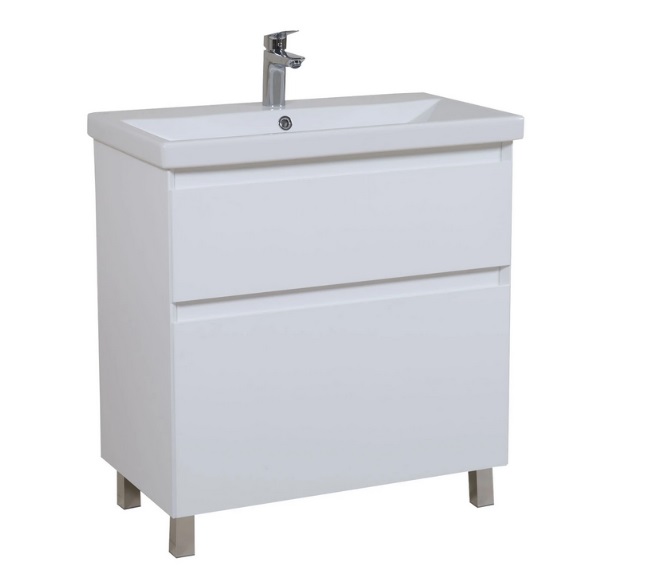 Тумба напольная Аквародос Элит 80 см с раковиной Elite ДСП/МДФ белый мат АР000040375