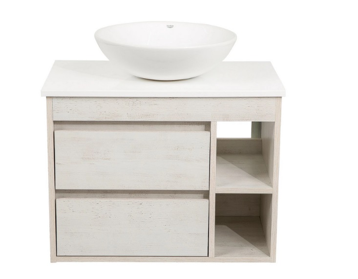 Тумба подвесная Аквародос Шельф 75 см со столешницей Loft-Iron и раковиной Zero ДСП нордленд АР000085174