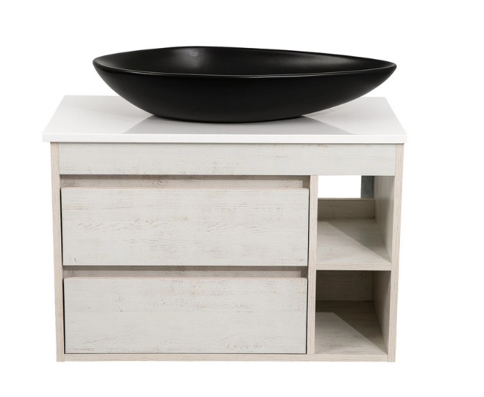 Тумба підвісна Аквародос Шельф 85 см зі стільницею Loft-Iron та раковиною Olive ДСП нордленд АР000085195