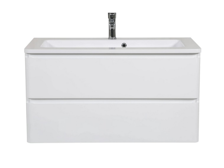 Тумба подвесная Аквародос Акцент 100 см с раковиной Альфа ДСП/МДФ белый глянец АР000040137