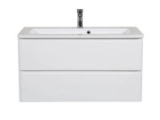 Тумба подвесная Аквародос Акцент 100 см с раковиной Альфа ДСП/МДФ белый глянец АР000040137