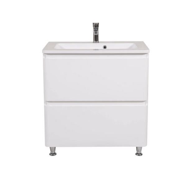 Тумба напольная Аквародос Акцент 80 см с раковиной Альфа ДСП/МДФ белый глянец АР000040140
