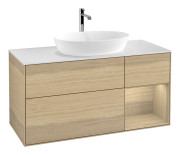 Тумба под раковину Villeroy & Boch Finion 120х50,1 см с подсветкой МДФ шпон дуба/стекло белое матовое G831PCPC