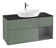 Тумба под раковину Villeroy & Boch Finion 120х50,1 см с подсветкой МДФ оливковый матовый лак/стекло черное матовое G832GKGM