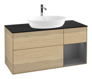 Тумба под раковину Villeroy & Boch Finion 120х50,1 см с подсветкой МДФ шпон дуба/стекло черное матовое G832GKPC