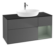 Тумба под раковину Villeroy & Boch Finion 120х50,1 см с подсветкой МДФ антрацит матовый лак/стекло черное матовое G832GMGK