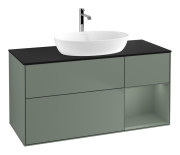 Тумба под раковину Villeroy & Boch Finion 120х50,1 см с подсветкой МДФ оливковый матовый лак/стекло черное матовое G832GMGM