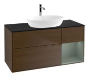 Тумба под раковину Villeroy & Boch Finion 120х50,1 см с подсветкой МДФ шпон грецкого ореха/стекло черное матовое G832GMGN