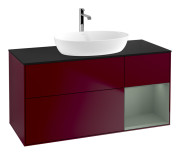 Тумба под раковину Villeroy & Boch Finion 120х50,1 см с подсветкой МДФ пион матовый лак/стекло черное матовое G832GMHB