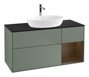 Тумба под раковину Villeroy & Boch Finion 120х50,1 см с подсветкой МДФ оливковый матовый лак/стекло черное матовое G832GNGM