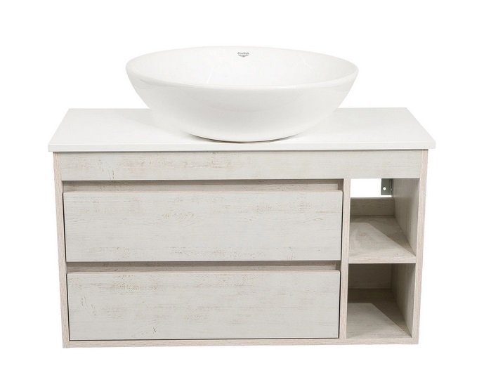 Тумба подвесная Аквародос Шельф 100 см со столешницей Loft-Iron и раковиной Zero ДСП нордленд АР000085171