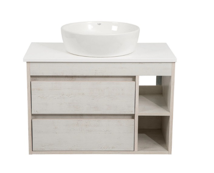 Тумба підвісна Аквародос Шельф 85 см зі стільницею Loft-Iron та раковиною One ДСП нордленд АР000085180