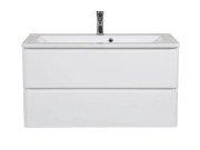 Тумба подвесная Аквародос Акцент 100 см с раковиной Альфа ДСП/МДФ белый глянец АР000040137