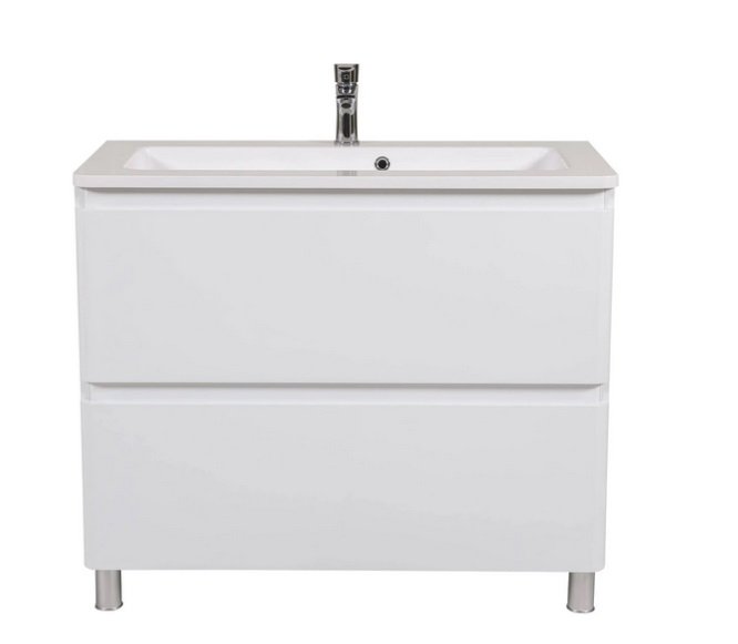 Тумба напольная Аквародос Акцент 100 см с раковиной Альфа ДСП/МДФ белый глянец АР000040139