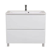 Тумба напольная Аквародос Акцент 100 см с раковиной Альфа ДСП/МДФ белый глянец АР000040139