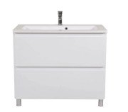 Тумба напольная Аквародос Акцент 100 см с раковиной Альфа ДСП/МДФ белый глянец АР000040139