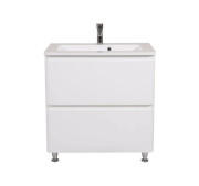 Тумба напольная Аквародос Акцент 80 см с раковиной Альфа ДСП/МДФ белый глянец АР000040140