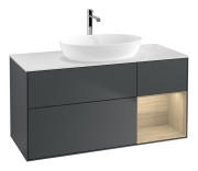 Тумба под раковину Villeroy & Boch Finion 120х50,1 см с подсветкой МДФ темно-синий матовый лак/стекло белое матовое G831PCHG