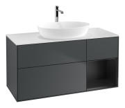 Тумба під раковину Villeroy & Boch Finion 120х50,1 см із підсвічуванням МДФ темно-синій матовий лак/скло біле матове G831PDHG