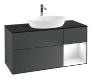 Тумба под раковину Villeroy & Boch Finion 120х50,1 см с подсветкой МДФ темно-синий матовый лак/стекло черное матовое G832GFHG