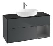 Тумба под раковину Villeroy & Boch Finion 120х50,1 см с подсветкой МДФ темно-синий матовый лак/стекло черное матовое G832GKHG
