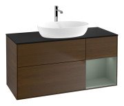 Тумба под раковину Villeroy & Boch Finion 120х50,1 см с подсветкой МДФ шпон грецкого ореха/стекло черное матовое G832GMGN