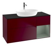 Тумба под раковину Villeroy & Boch Finion 120х50,1 см с подсветкой МДФ пион матовый лак/стекло черное матовое G832GMHB